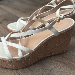 Kate Spade Cream and Tan Wedge Sandals
